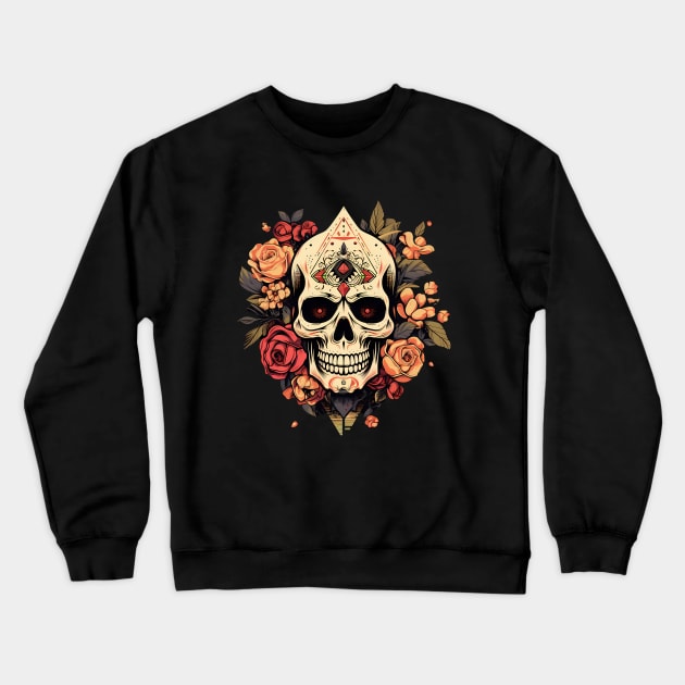 Skull and roses Crewneck Sweatshirt by mrsticky